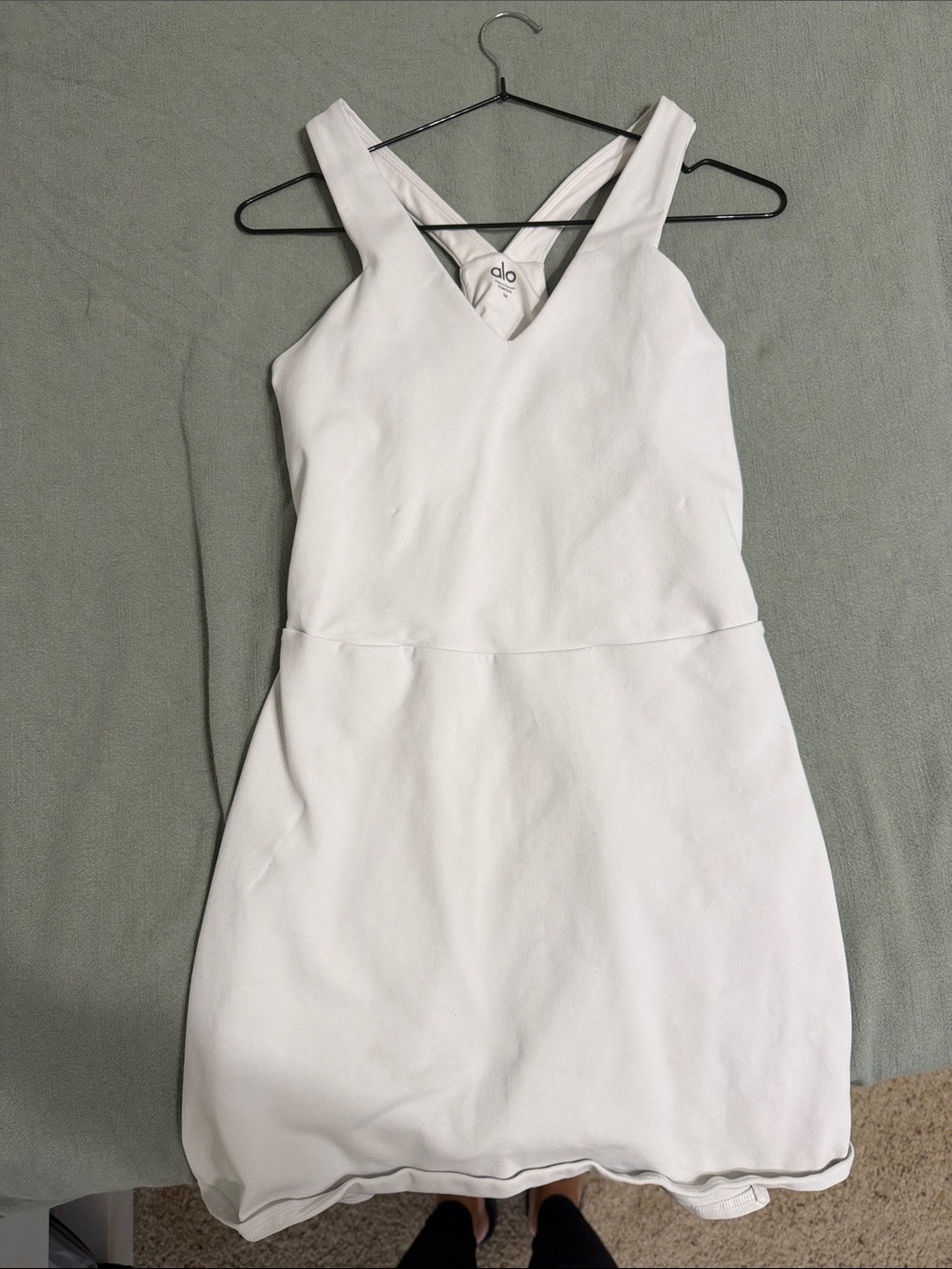 ALO Yoga White V-Neck Sleeveless Mini Dress